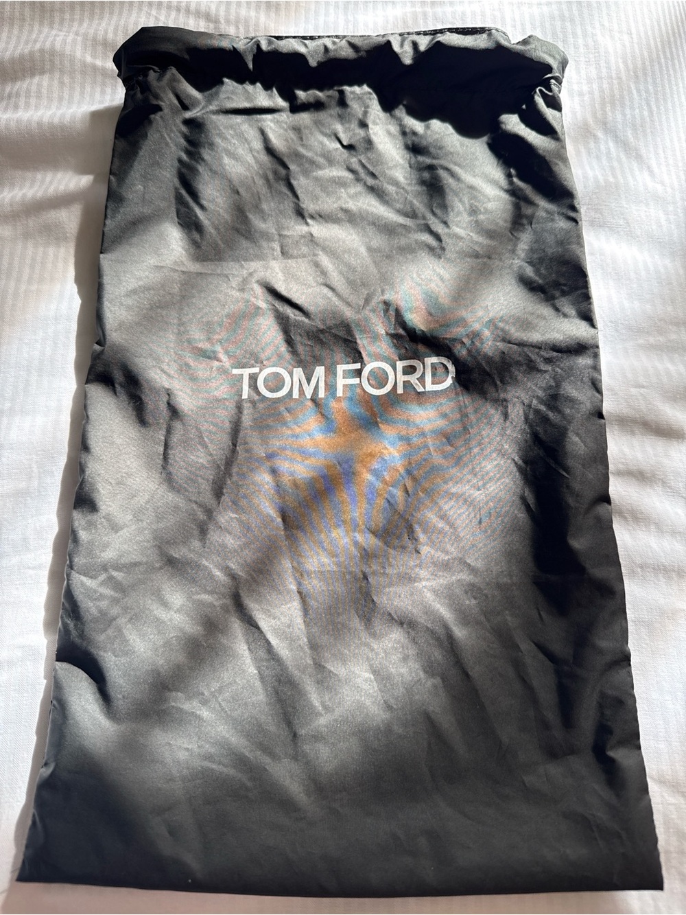 Tom Ford Black Drawstring Dust Bag with White Logo